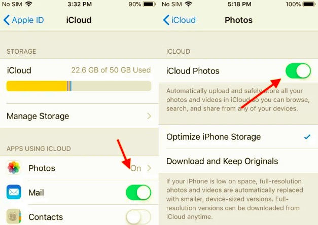 Attiva le foto di iCloud per trasferire video da iPhone a Mac