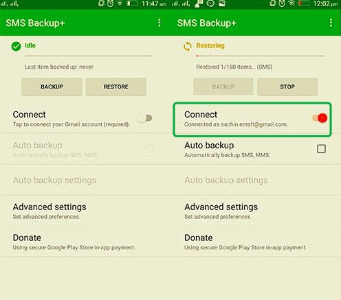 Trasferisci messaggi da Android ad Android utilizzando SMS Backup+