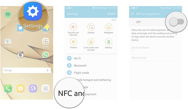Trasferisci dati tra Samsung tramite Nfc