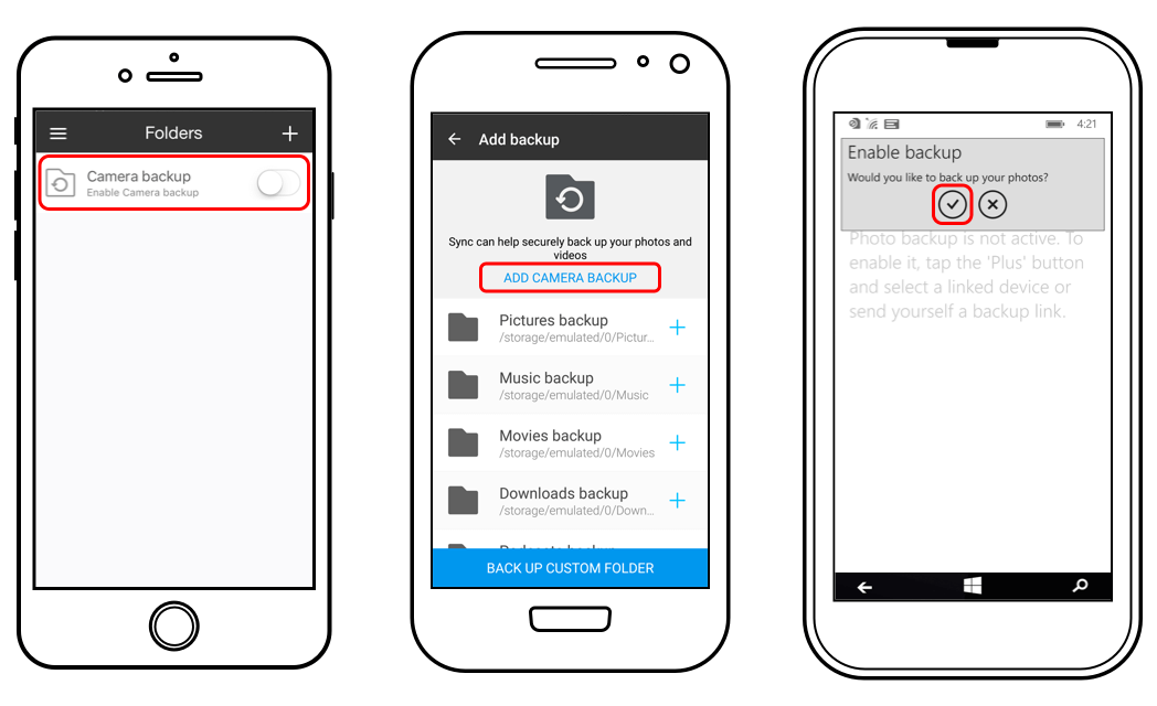 Correzione del backup della fotocamera Android non funzionante