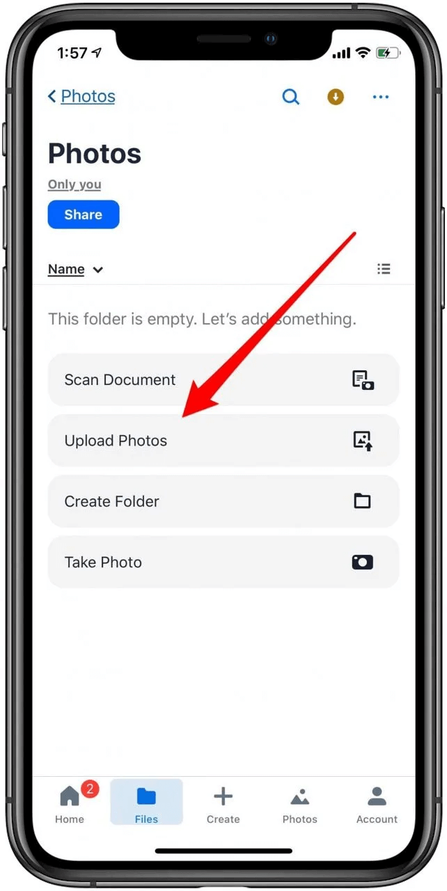 Utilizzo di Dropbox per sincronizzare le foto dall'iPhone al computer