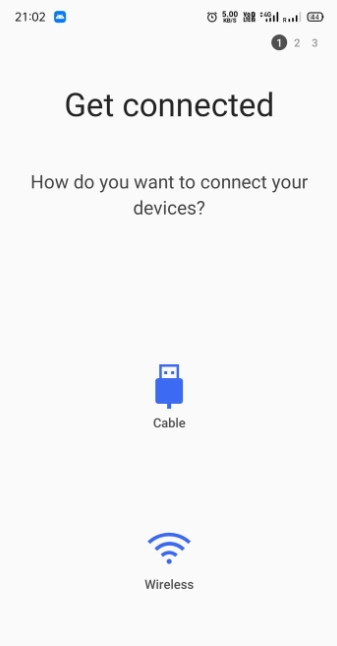 Scegli se utilizzare un cavo USB o un trasferimento wireless