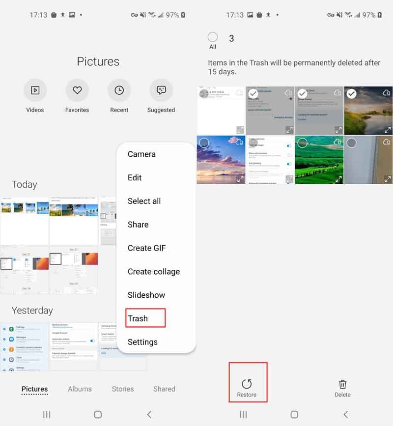 Trova la cartella Cestino sui dispositivi Samsung