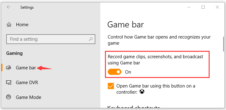 Attiva Xbox Game Bar per risolvere il problema che non funziona