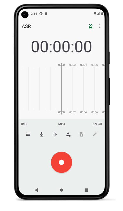 Registratore vocale Android ASR