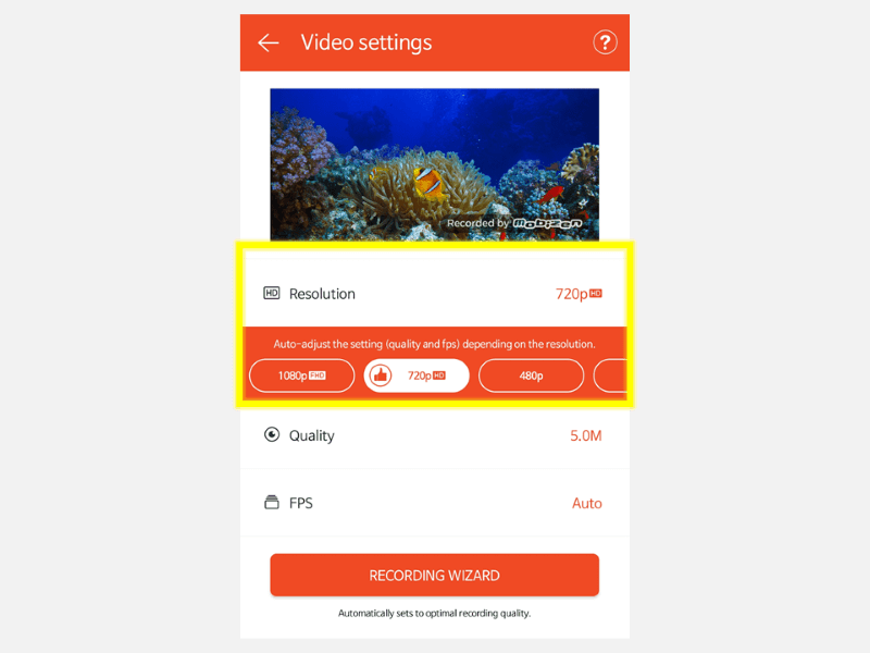 Registra video in streaming tramite l'app Mobizen