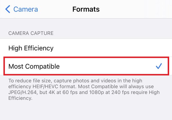 Registra MP4 su iPhone tramite Impostazioni