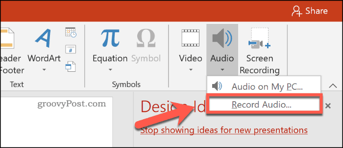 Registra PowerPoint con audio (metodo diretto)
