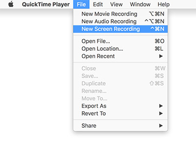 Registrazione dello schermo con audio su Mac utilizzando QuickTime Player