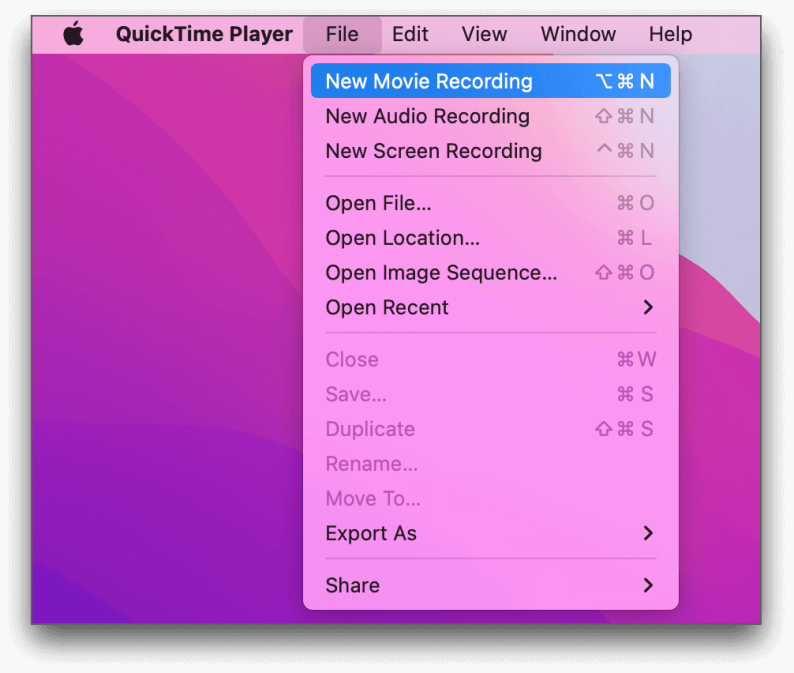 Registra video su Mac utilizzando QuickTime Player