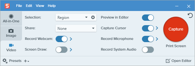 Snagit Recorder per registrare lo streaming live