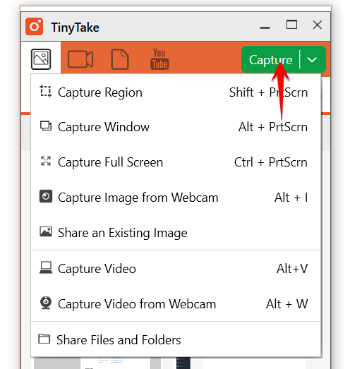 Programma di acquisizione video TinyTake