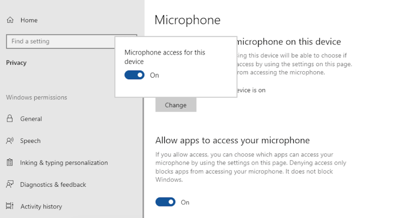 Abilita il microfono sul computer
