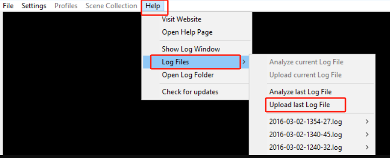 Invia file di registro al supporto OBS per risolvere il problema del microfono