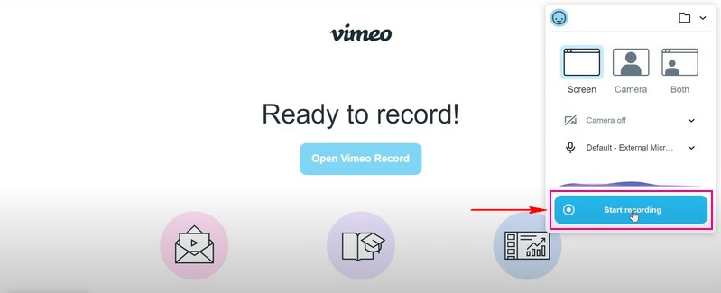 Utilizza il registratore dello schermo Vimeo