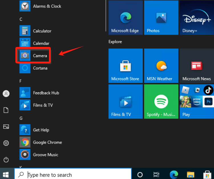 Registra la webcam su Windows 10 utilizzando la fotocamera integrata