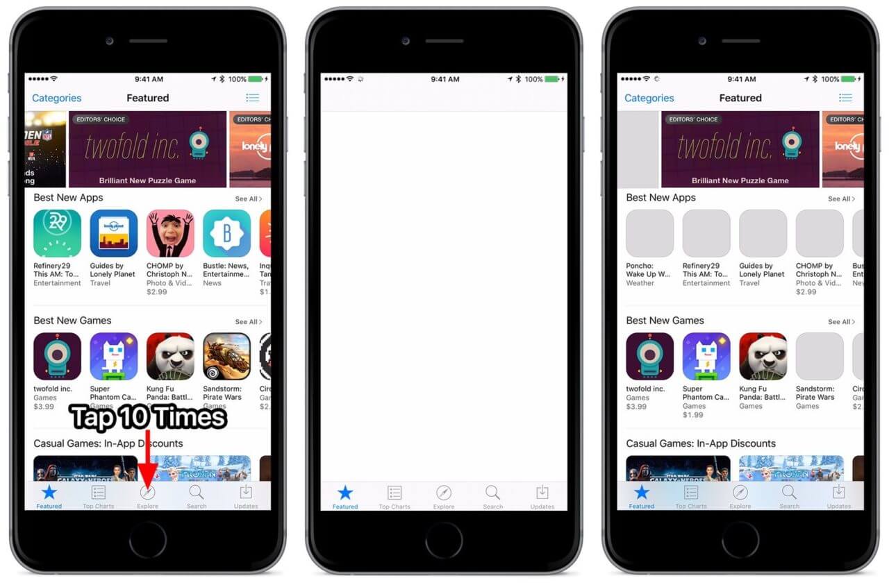 Cancella la cache dell'app store