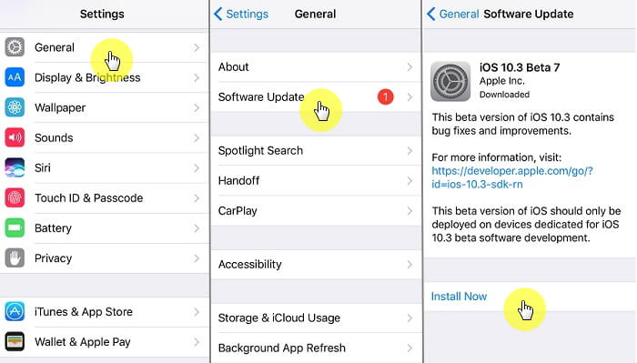 aggiorna iOS per risolvere il sensore di prossimità iPhone non funziona 