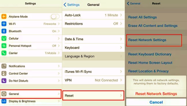 Ripristina le impostazioni di rete per risolvere il problema del telefono senza backup