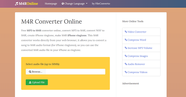 Come convertire MP3 in M4R utilizzando M4ROnline.com