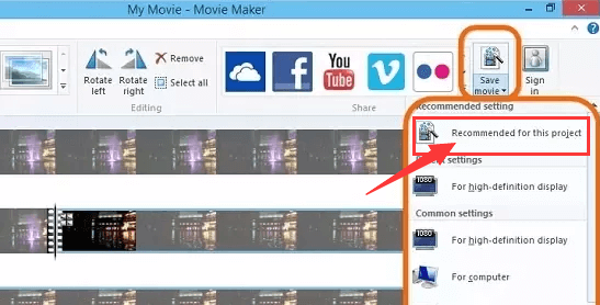 Come esportare il progetto Movie Maker in MP4