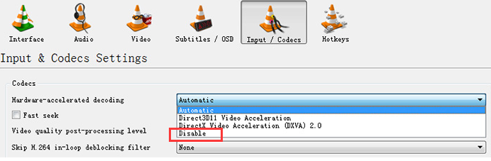 VLC Upscale a 4K disattivando la decodifica con accelerazione hardware