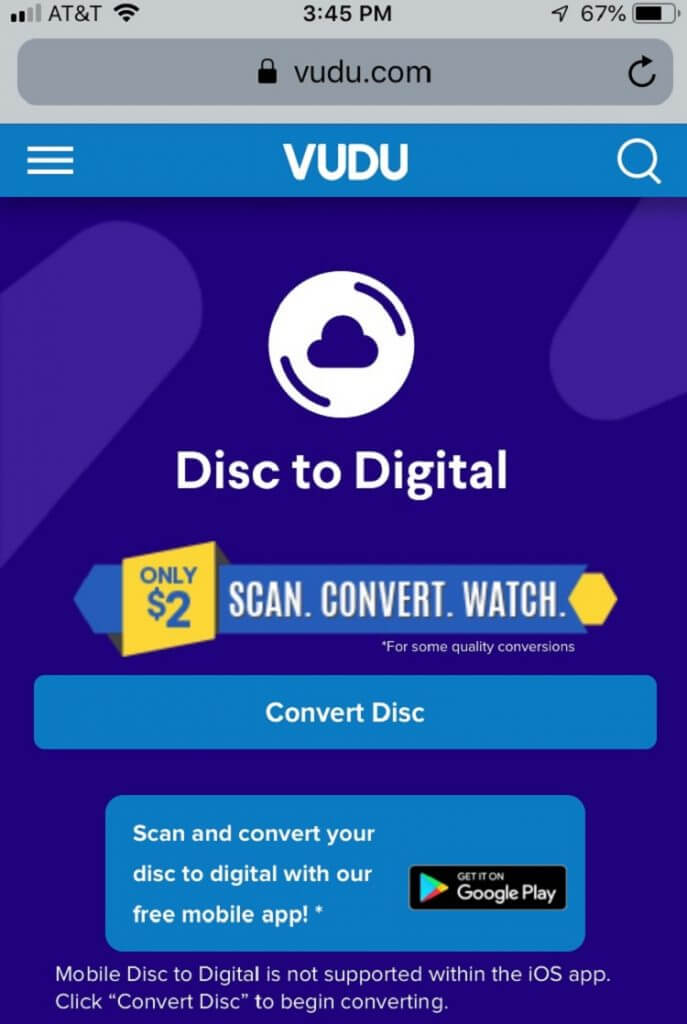 Usa Vudu per convertire i dischi Disney in digitale