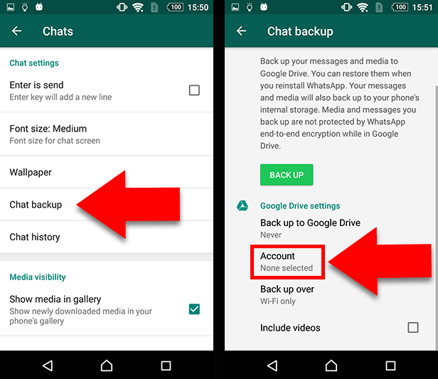 Scarica i messaggi di WhatsApp su Android
