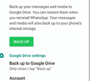 Backup di WhatsApp utilizzando Google Drive