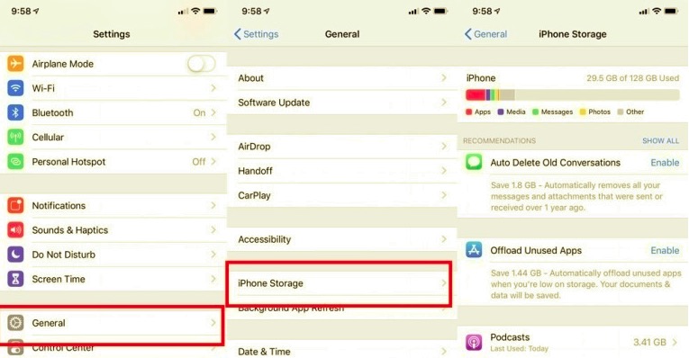 Controlla lo spazio di archiviazione di iPhone per capire perché WhatsApp non risponde