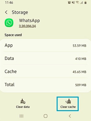 Cancella cache su Android per correggere WhatsApp che non funziona