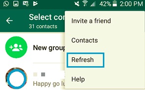 Aggiorna i contatti di WhatsApp per correggere i contatti che non mostrano problemi