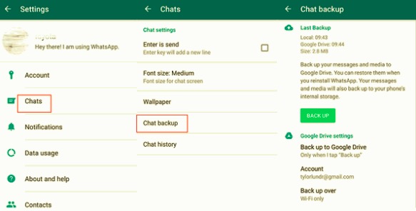 Backup locale di WhatsApp su Android