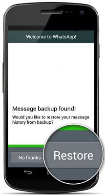 Ripristina i messaggi di Whatsapp dal backup recente
