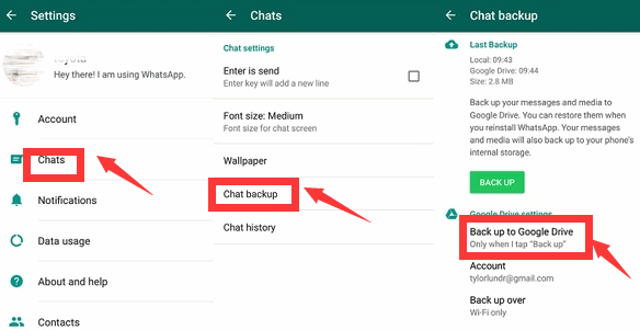 Come eseguire il backup della cronologia chat su Google Drive