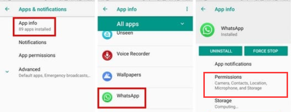 Consenti autorizzazioni importanti per WhatsApp