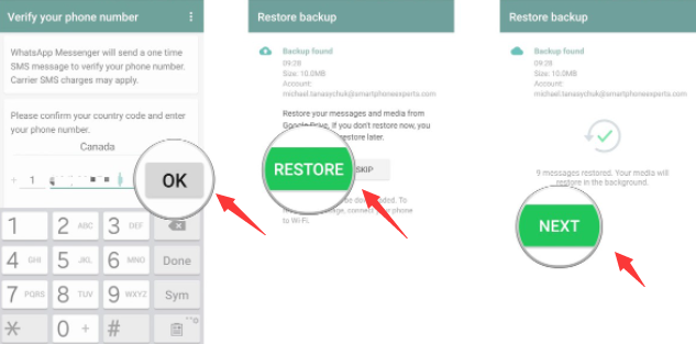 Ripristina un backup di WhatsApp