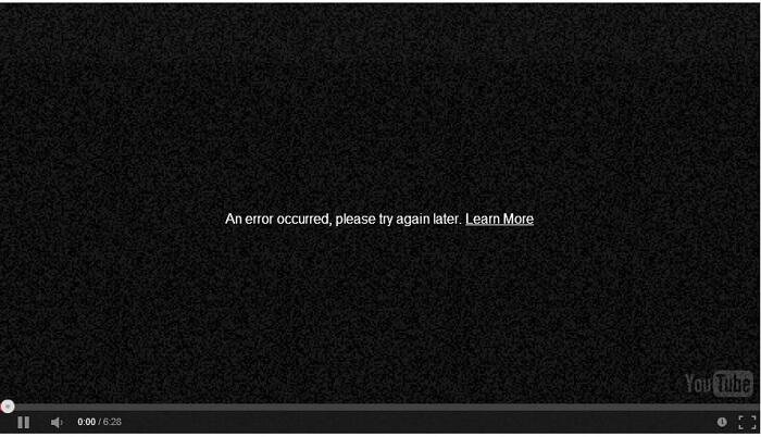 Errore schermo nero video Youtube