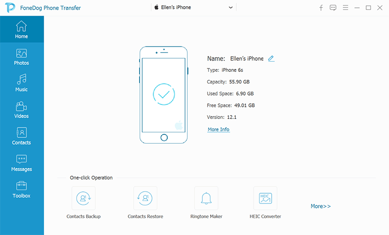 Esegui FoneDog Phone Transfer sul tuo computer e collega entrambi i dispositivi